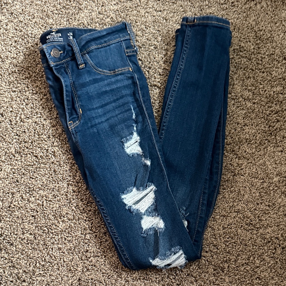 Hollister Dark Blue Distressed Skinny Jeans